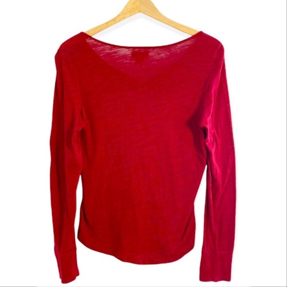 Lucky Brand Red Floral Embroidered Long Sleeve Top, Size Medium - Picture 2 of 11